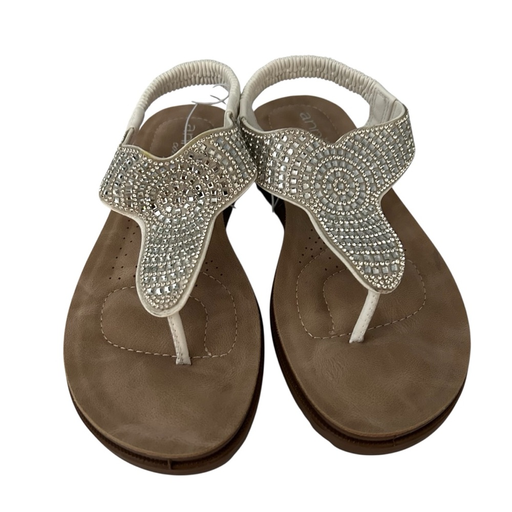 NEW Annie Comfort Sandals Rhinestone Thong Toe Sandals